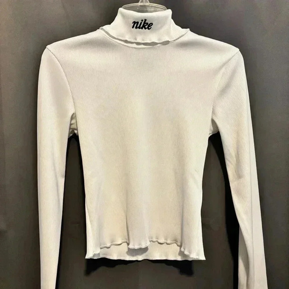 NIKE Turtleneck Ribbed Sweater Top in White, Size XS - Picture 6 of 12